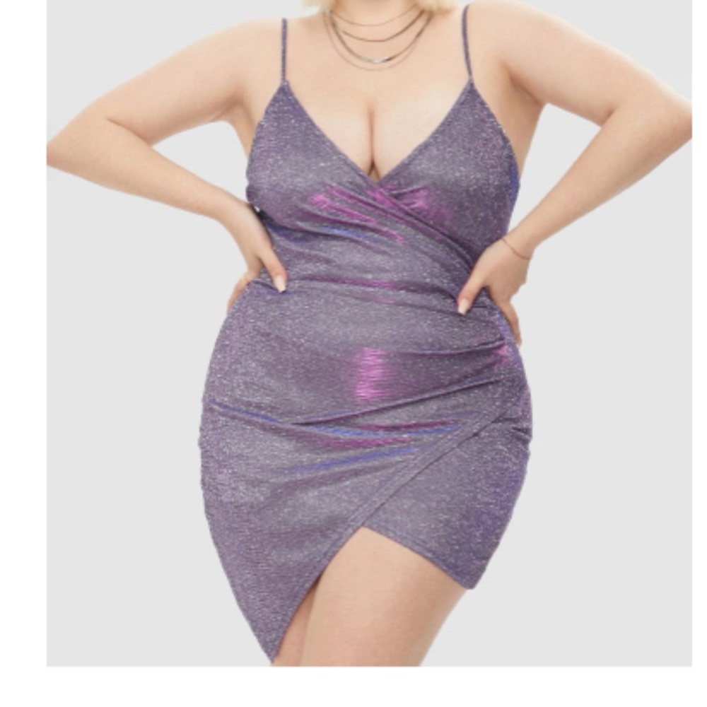 Bloomchic Glitter Wrap Asymmetrical Cami Bodycon Dress size 22 NWT